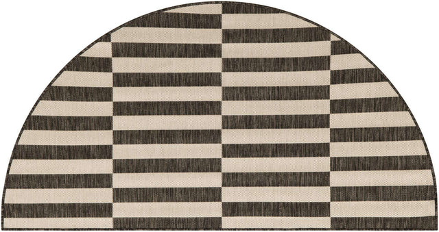Charcoal 3' 1 x 6' 1 Outdoor Striped Hearth Area Rug Weather Resistant for Patio, Deck, Terrace, Balcony, Porch