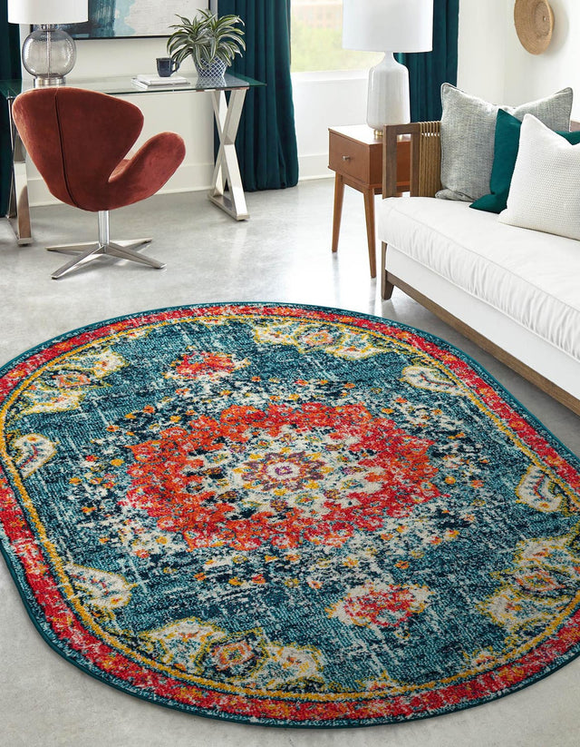 Blue 7' 10 x 10' Penrose Oval Area Rug