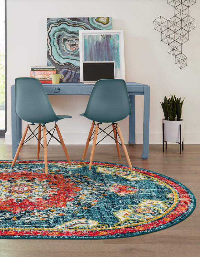 Blue 4' 1 x 6' 1 Penrose Oval Area Rug