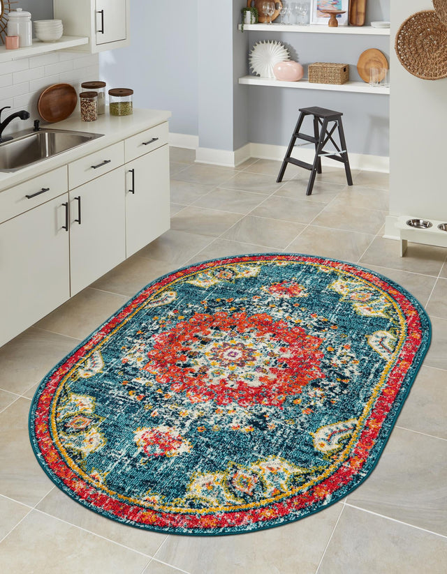 Blue 4' 1 x 6' 1 Penrose Oval Area Rug