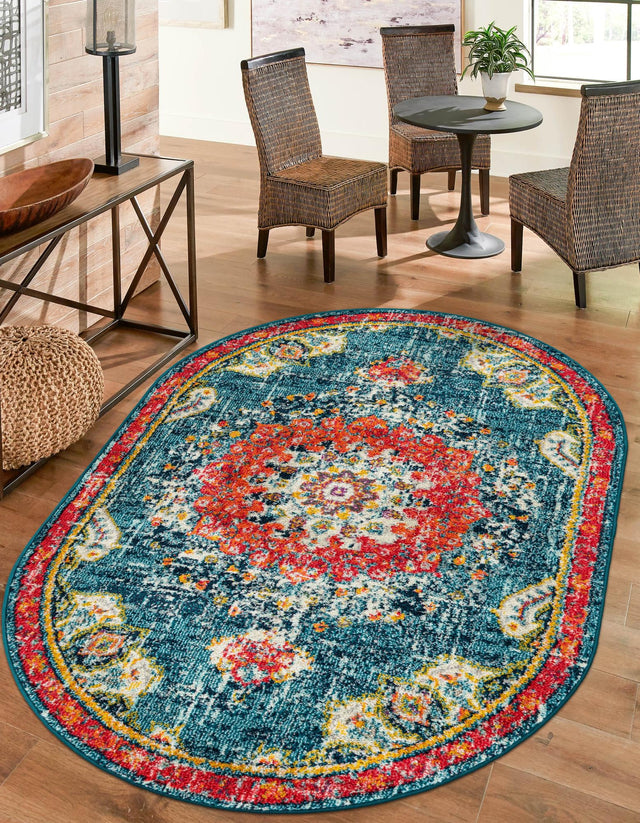 Blue 7' 10 x 10' Penrose Oval Area Rug