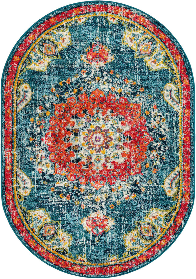 Blue 4' 1 x 6' 1 Penrose Oval Area Rug