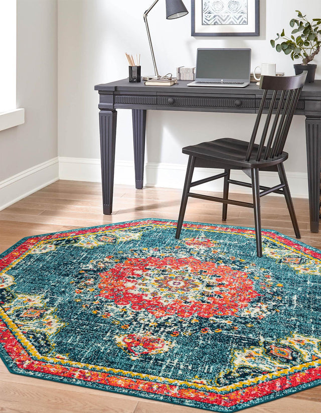 Blue 6' 1 x 6' 1 Penrose Octagon Area Rug