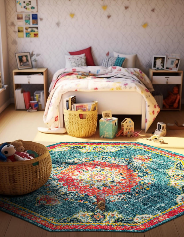 Blue 7' 10 x 7' 10 Penrose Octagon Area Rug