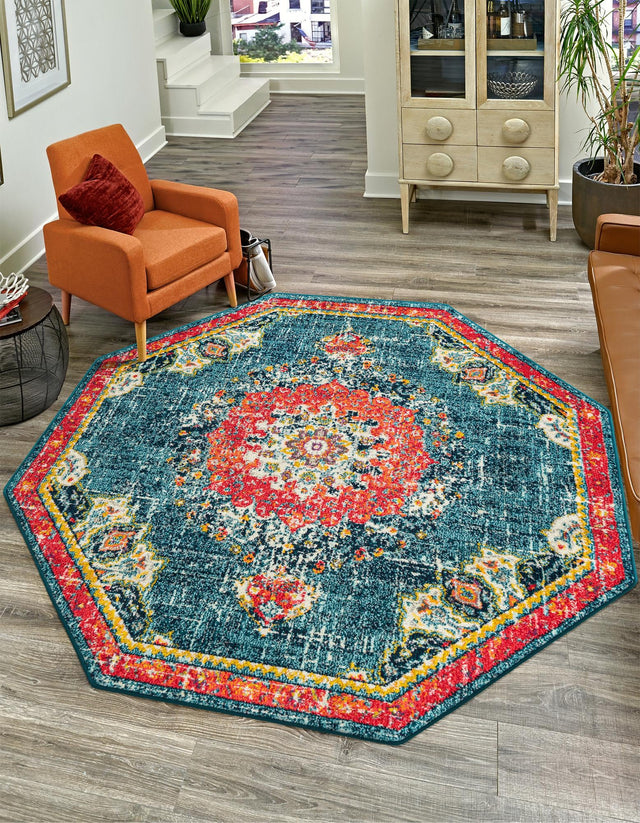 Blue 7' 10 x 7' 10 Penrose Octagon Area Rug