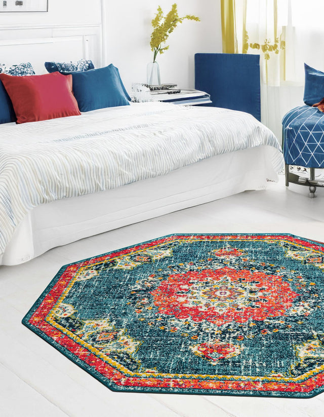 Blue 7' 10 x 7' 10 Penrose Octagon Area Rug