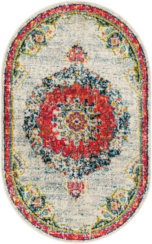 Ivory 3' 1 x 5' 3 Penrose Oval Area Rug