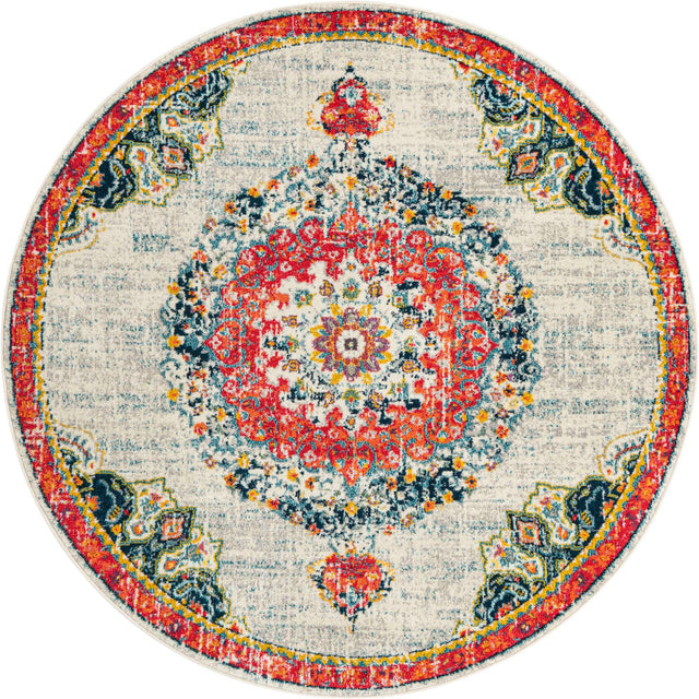 Ivory 7' 10 x 7' 10 Penrose Round Area Rug
