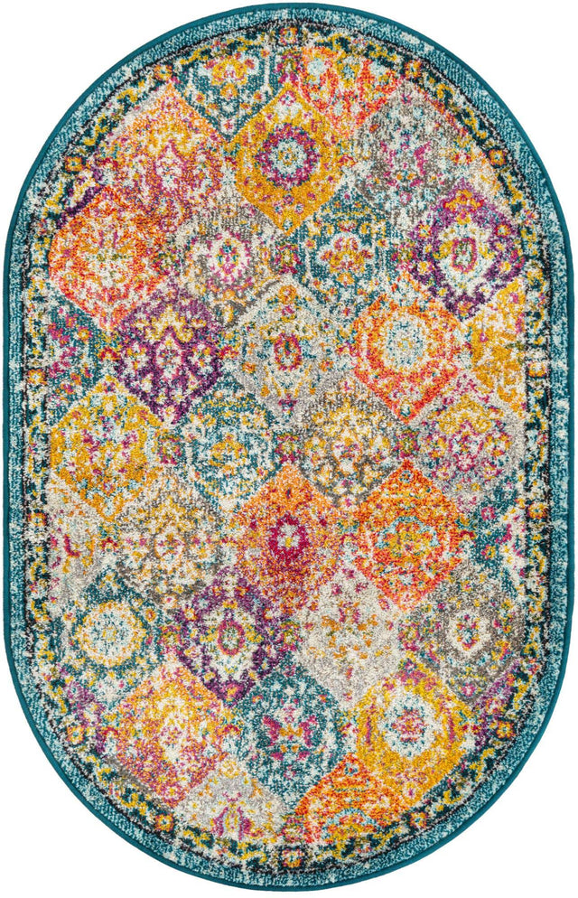 Multicolor 3' 1 x 5' 3 Penrose Oval Area Rug