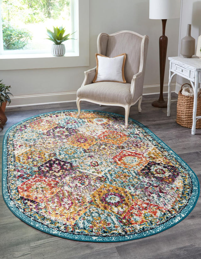 Multicolor 4' 1 x 6' 1 Penrose Oval Area Rug