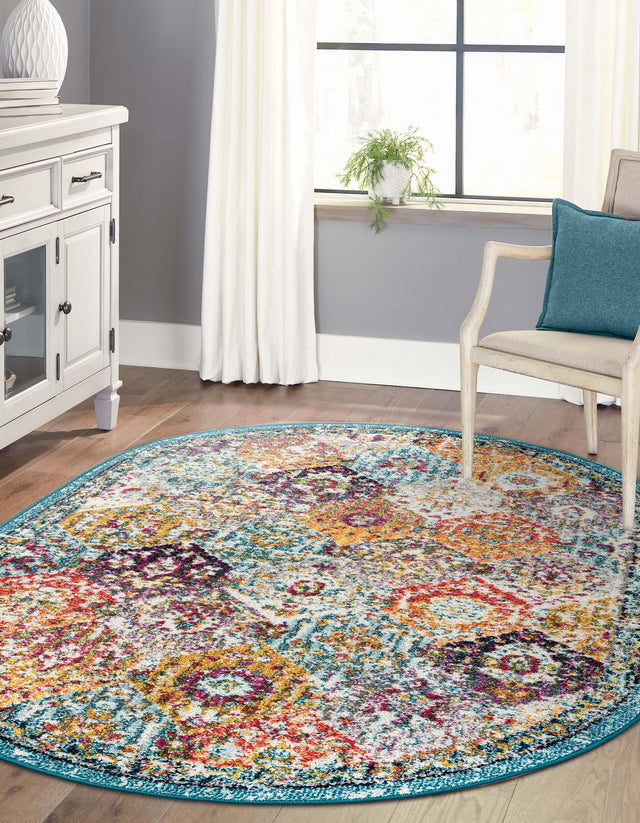Multicolor 3' 1 x 5' 3 Penrose Oval Area Rug