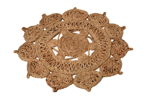Natural 2' x 2' Braided Jute Round Area Rug 100% Jute Hand Braided Natural Eco-Friendly Boho Style Carpet for Living Rooms Dining Office Space Dorms for Sale at Rug Engine