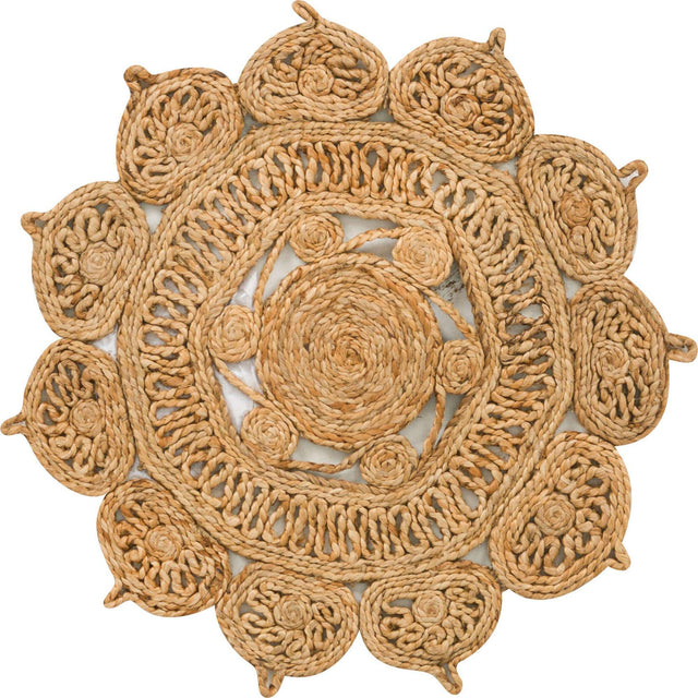 Natural 2' x 2' Braided Jute Round Area Rug 100% Jute Hand Braided Natural Eco-Friendly Boho Style Carpet for Living Rooms Dining Office Space Dorms for Sale at Rug Engine