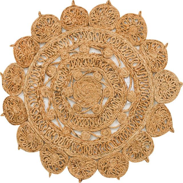 Natural 3' 1 x 3' 1 Braided Jute Round Area Rug 100% Jute Hand Braided Natural Eco-Friendly Boho Style Carpet for Living Rooms Dining Office Space Dorms for Sale at Rug Engine