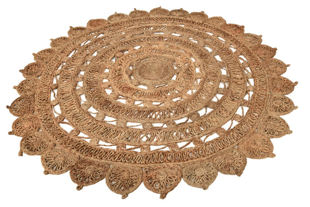Natural 6' 1 x 6' 1 Braided Jute Round Area Rug 100% Jute Hand Braided Natural Eco-Friendly Boho Style Carpet for Living Rooms Dining Office Space Dorms for Sale at Rug Engine