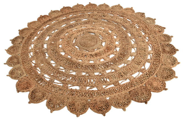 Natural 6' 1 x 6' 1 Braided Jute Round Area Rug 100% Jute Hand Braided Natural Eco-Friendly Boho Style Carpet for Living Rooms Dining Office Space Dorms for Sale at Rug Engine