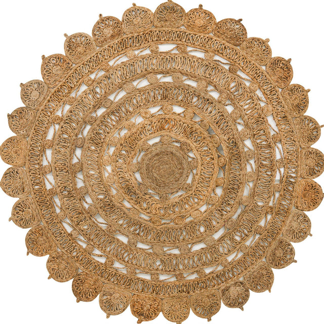 Natural 6' 1 x 6' 1 Braided Jute Round Area Rug 100% Jute Hand Braided Natural Eco-Friendly Boho Style Carpet for Living Rooms Dining Office Space Dorms for Sale at Rug Engine