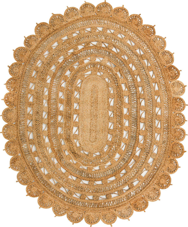 Natural 7' 10 x 10' Braided Jute Oval Area Rug 100% Jute Hand Braided Natural Eco-Friendly Boho Style Carpet for Living Rooms Dining Office Space Dorms for Sale at Rug Engine