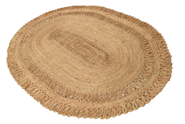 Natural 4' 1 x 6' 1 Braided Jute Oval Area Rug 100% Jute Hand Braided Natural Eco-Friendly Boho Style Carpet for Living Rooms Dining Office Space Dorms for Sale at Rug Engine