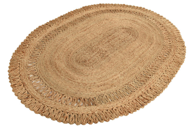 Natural 4' 1 x 6' 1 Braided Jute Oval Area Rug 100% Jute Hand Braided Natural Eco-Friendly Boho Style Carpet for Living Rooms Dining Office Space Dorms for Sale at Rug Engine