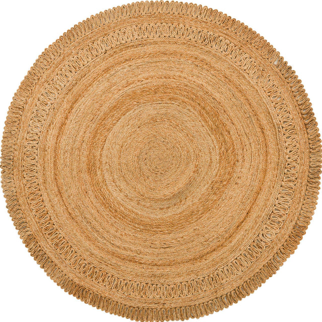 Natural 6' 1 x 6' 1 Braided Jute Round Area Rug 100% Jute Hand Braided Natural Eco-Friendly Boho Style Carpet for Living Rooms Dining Office Space Dorms for Sale at Rug Engine