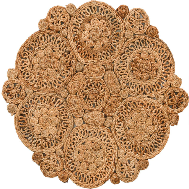 Natural 2' x 2' Braided Jute Round Area Rug 100% Jute Hand Braided Natural Eco-Friendly Boho Style Carpet for Living Rooms Dining Office Space Dorms for Sale at Rug Engine