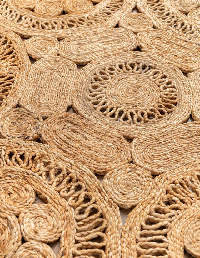 Natural 6' 1 x 6' 1 Braided Jute Round Area Rug 100% Jute Hand Braided Natural Eco-Friendly Boho Style Carpet for Living Rooms Dining Office Space Dorms for Sale at Rug Engine