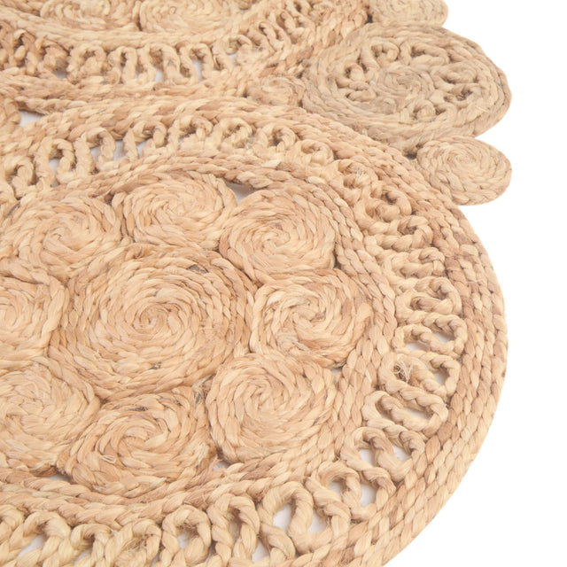 Natural 5' 1 x 5' 1 Braided Jute Round Area Rug 100% Jute Hand Braided Natural Eco-Friendly Boho Style Carpet for Living Rooms Dining Office Space Dorms for Sale at Rug Engine