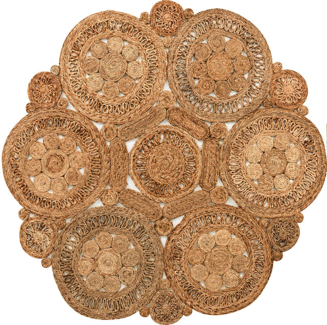 Natural 6' 1 x 6' 1 Braided Jute Round Area Rug 100% Jute Hand Braided Natural Eco-Friendly Boho Style Carpet for Living Rooms Dining Office Space Dorms for Sale at Rug Engine