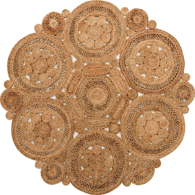 Natural 7' 10 x 7' 10 Braided Jute Round Area Rug 100% Jute Hand Braided Natural Eco-Friendly Boho Style Carpet for Living Rooms Dining Office Space Dorms for Sale at Rug Engine