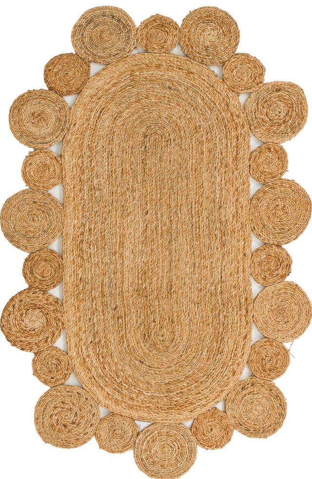 Natural 3' 1 x 5' 1 Braided Jute Oval Area Rug 100% Jute Hand Braided Natural Eco-Friendly Boho Style Carpet for Living Rooms Dining Office Space Dorms for Sale at Rug Engine
