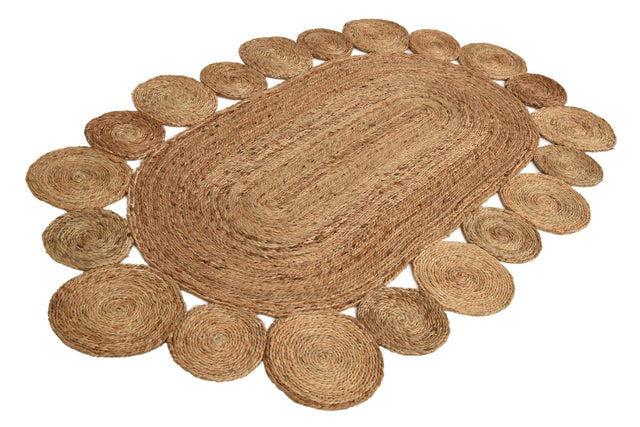 Natural 4' 1 x 6' 1 Braided Jute Oval Area Rug 100% Jute Hand Braided Natural Eco-Friendly Boho Style Carpet for Living Rooms Dining Office Space Dorms for Sale at Rug Engine