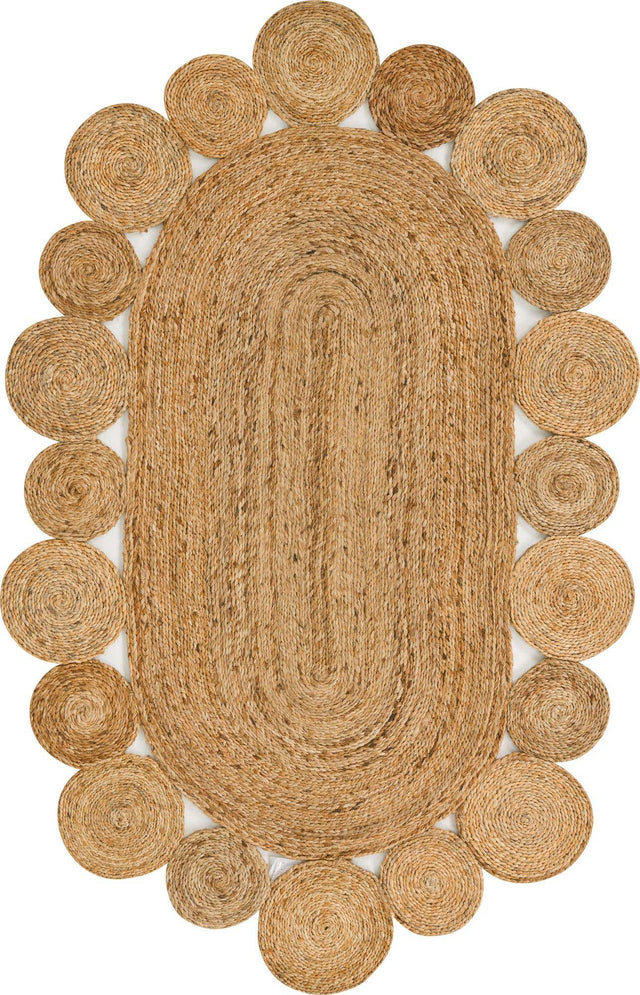 Natural 4' 1 x 6' 1 Braided Jute Oval Area Rug 100% Jute Hand Braided Natural Eco-Friendly Boho Style Carpet for Living Rooms Dining Office Space Dorms for Sale at Rug Engine