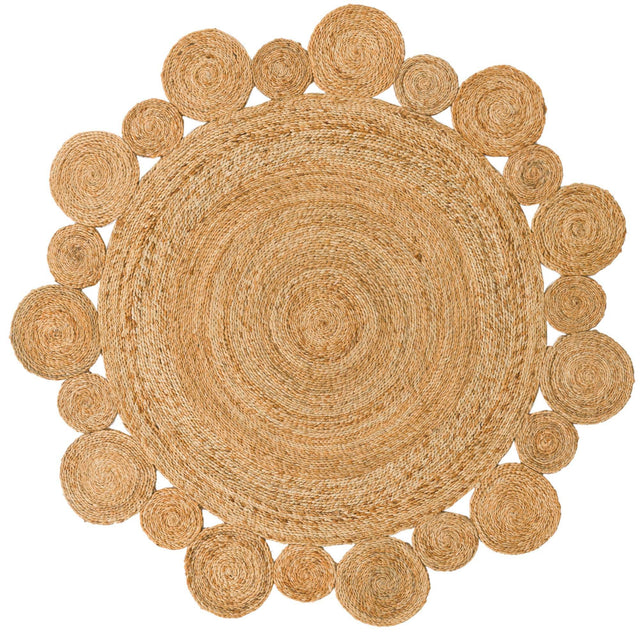 Natural 5' 1 x 5' 1 Braided Jute Round Area Rug 100% Jute Hand Braided Natural Eco-Friendly Boho Style Carpet for Living Rooms Dining Office Space Dorms for Sale at Rug Engine