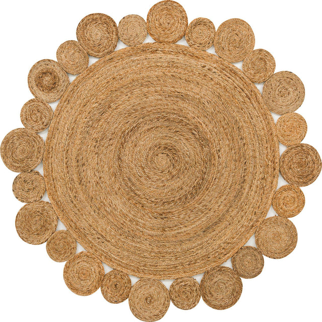 Natural 6' 1 x 6' 1 Braided Jute Round Area Rug 100% Jute Hand Braided Natural Eco-Friendly Boho Style Carpet for Living Rooms Dining Office Space Dorms for Sale at Rug Engine