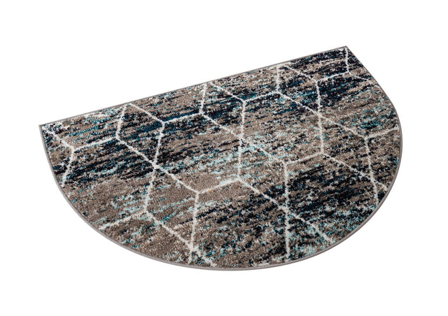 Multicolor 2' 7 x 4' 1 Trellis Frieze Hearth Half-Round Semicircle Area Rug Geometric Modern Unique Stain Resistant Easy Clean Carpet for Living, Dining, Bedrooms, Office for Sale at Rug Engine