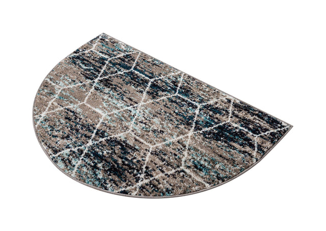 Multicolor 2' 7 x 4' 1 Trellis Frieze Hearth Half-Round Semicircle Area Rug Geometric Modern Unique Stain Resistant Easy Clean Carpet for Living, Dining, Bedrooms, Office for Sale at Rug Engine