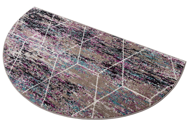 Multicolor 3' 1 x 6' 1 Trellis Frieze Hearth Half-Round Semicircle Area Rug Geometric Modern Unique Stain Resistant Easy Clean Carpet for Living, Dining, Bedrooms, Office for Sale at Rug Engine