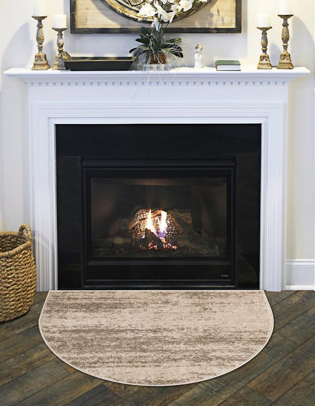 Bone Beige 3' 1 x 6' 1 Del Mar Hearth Half-Round Semicircle Area Rug 100% Polypropylene Easy Clean Stain Resistant Vivid Modern Carpet Mat for Home Decor Interior Designing for Sale at Rug Engine