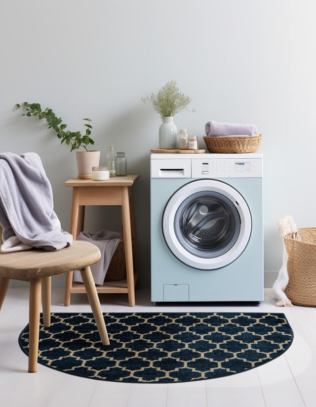 Dark Blue 2' 7 x 4' 1 Trellis Hearth Area Rug