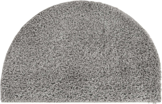 Cloud Gray 2' 7 x 4' 1 Solid Shag Hearth Half-Round Semicircle Area Rug Thick Soft Touch Fluffy & Plush Shaggy Pile Durable Minimalist Carpet for Classic Interior Design for Sale at Rug Engine