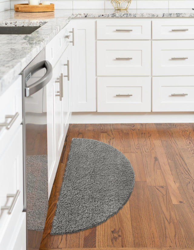 Cloud Gray 2' 2 x 3' 7 Solid Shag Hearth Half-Round Semicircle Area Rug Thick Soft Touch Fluffy & Plush Shaggy Pile Durable Minimalist Carpet for Classic Interior Design for Sale at Rug Engine