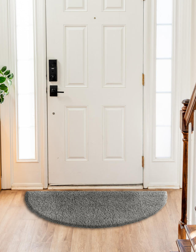 Cloud Gray 2' 2 x 3' 7 Solid Shag Hearth Half-Round Semicircle Area Rug Thick Soft Touch Fluffy & Plush Shaggy Pile Durable Minimalist Carpet for Classic Interior Design for Sale at Rug Engine