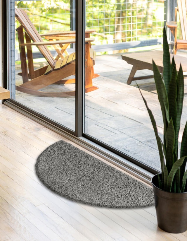 Cloud Gray 2' 2 x 3' 7 Solid Shag Hearth Half-Round Semicircle Area Rug Thick Soft Touch Fluffy & Plush Shaggy Pile Durable Minimalist Carpet for Classic Interior Design for Sale at Rug Engine