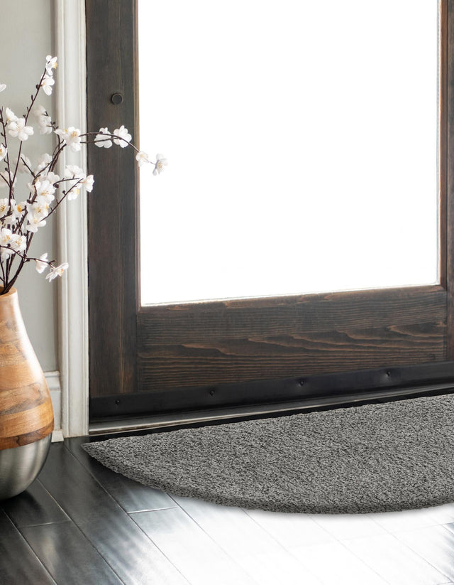 Cloud Gray 2' 2 x 3' 7 Solid Shag Hearth Half-Round Semicircle Area Rug Thick Soft Touch Fluffy & Plush Shaggy Pile Durable Minimalist Carpet for Classic Interior Design for Sale at Rug Engine