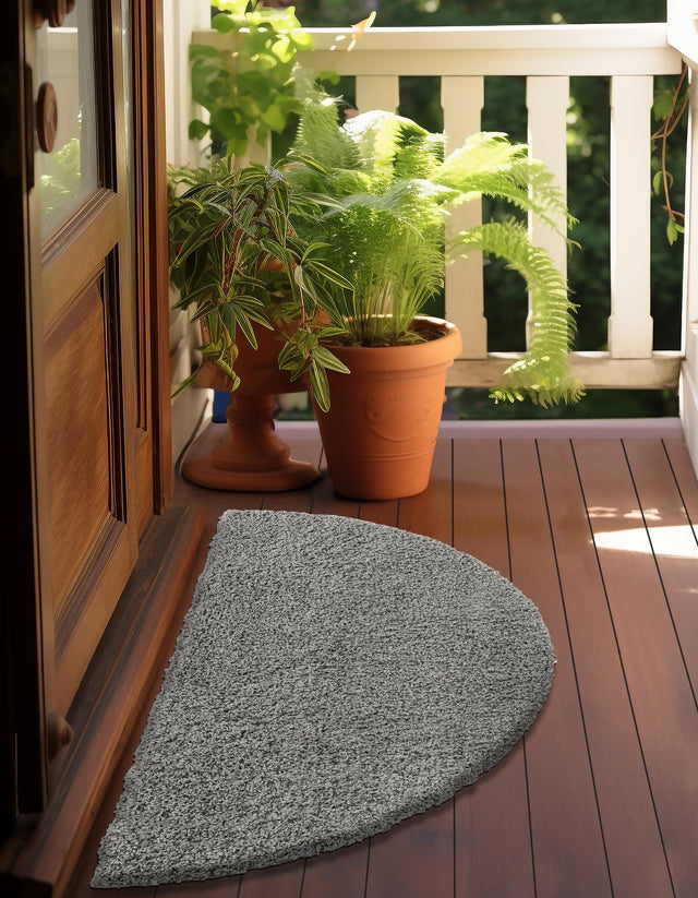 Cloud Gray 3' 1 x 6' 1 Solid Shag Hearth Half-Round Semicircle Area Rug Thick Soft Touch Fluffy & Plush Shaggy Pile Durable Minimalist Carpet for Classic Interior Design for Sale at Rug Engine