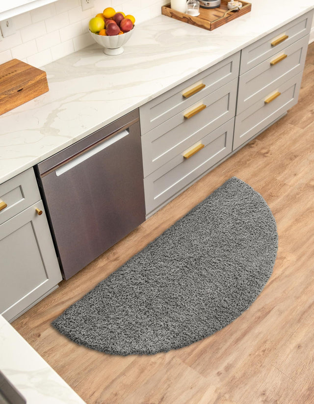 Cloud Gray 2' 2 x 3' 7 Solid Shag Hearth Half-Round Semicircle Area Rug Thick Soft Touch Fluffy & Plush Shaggy Pile Durable Minimalist Carpet for Classic Interior Design for Sale at Rug Engine