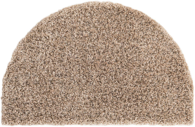 Taupe 2' 7 x 4' 1 Solid Shag Hearth Half-Round Semicircle Area Rug Thick Soft Touch Fluffy & Plush Shaggy Pile Durable Minimalist Carpet for Classic Interior Design for Sale at Rug Engine