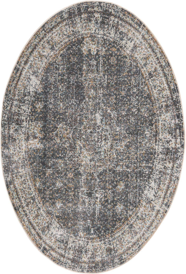 Fume Gray 4' 3 x 6' 1 Baracoa Oval Area Rug 100% Polypropylene Distressed Vintage Living Dining Room Office Traditional Carpet for Sale at Rug Engine