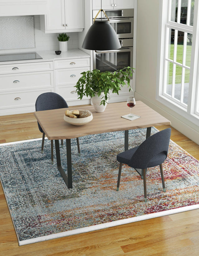 Multicolor 4' 3 x 4' 3 Baracoa Square Area Rug 100% Polypropylene Distressed Vintage Living Dining Room Office Traditional Carpet for Sale at Rug Engine